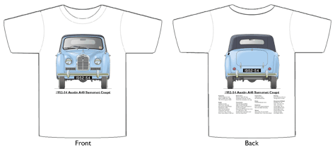 Austin A40 Somerset Coupe 1952-54 T-shirt Front & Back
